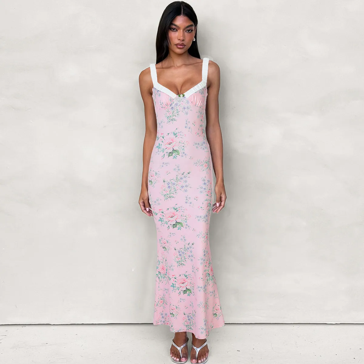 Alania Floral Fishtail Maxi Dress