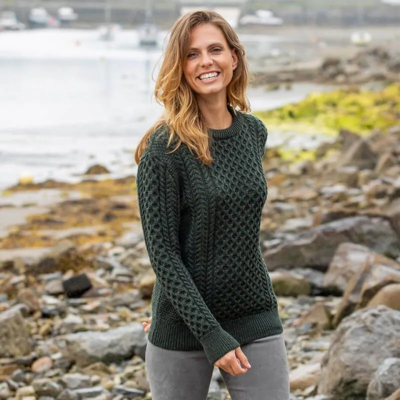 Army Green Women's Aran Sweater