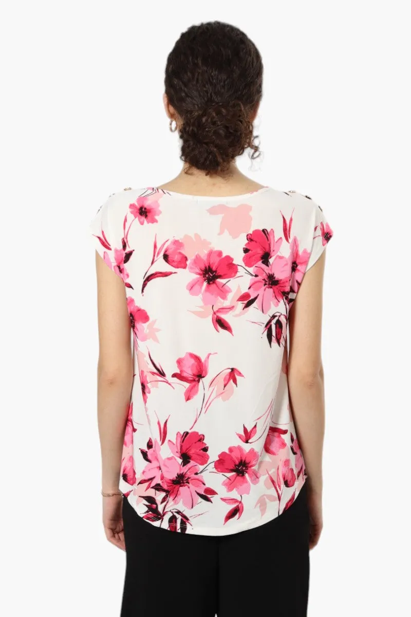 Beechers Brook Floral Cap Sleeve Blouse - White