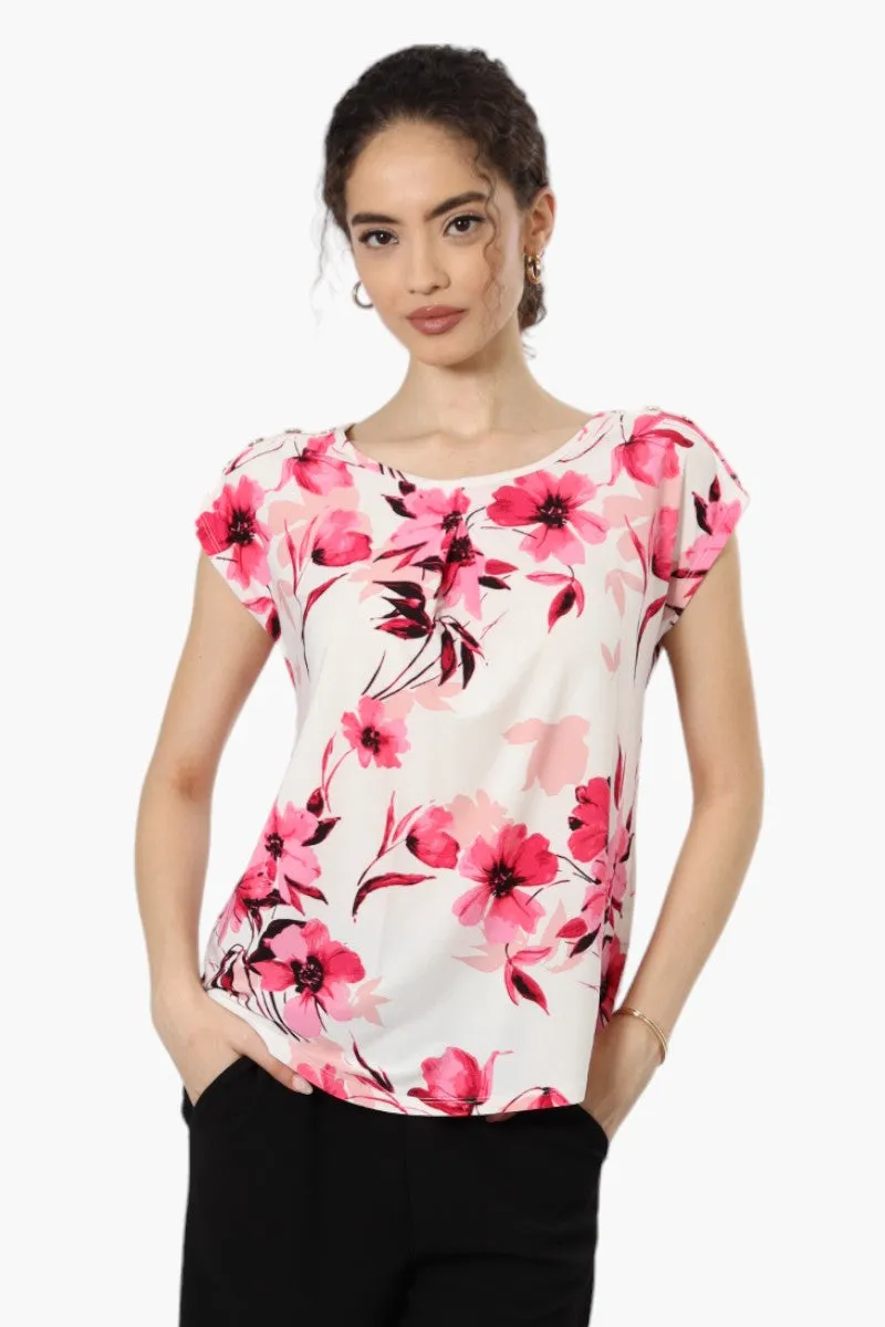 Beechers Brook Floral Cap Sleeve Blouse - White