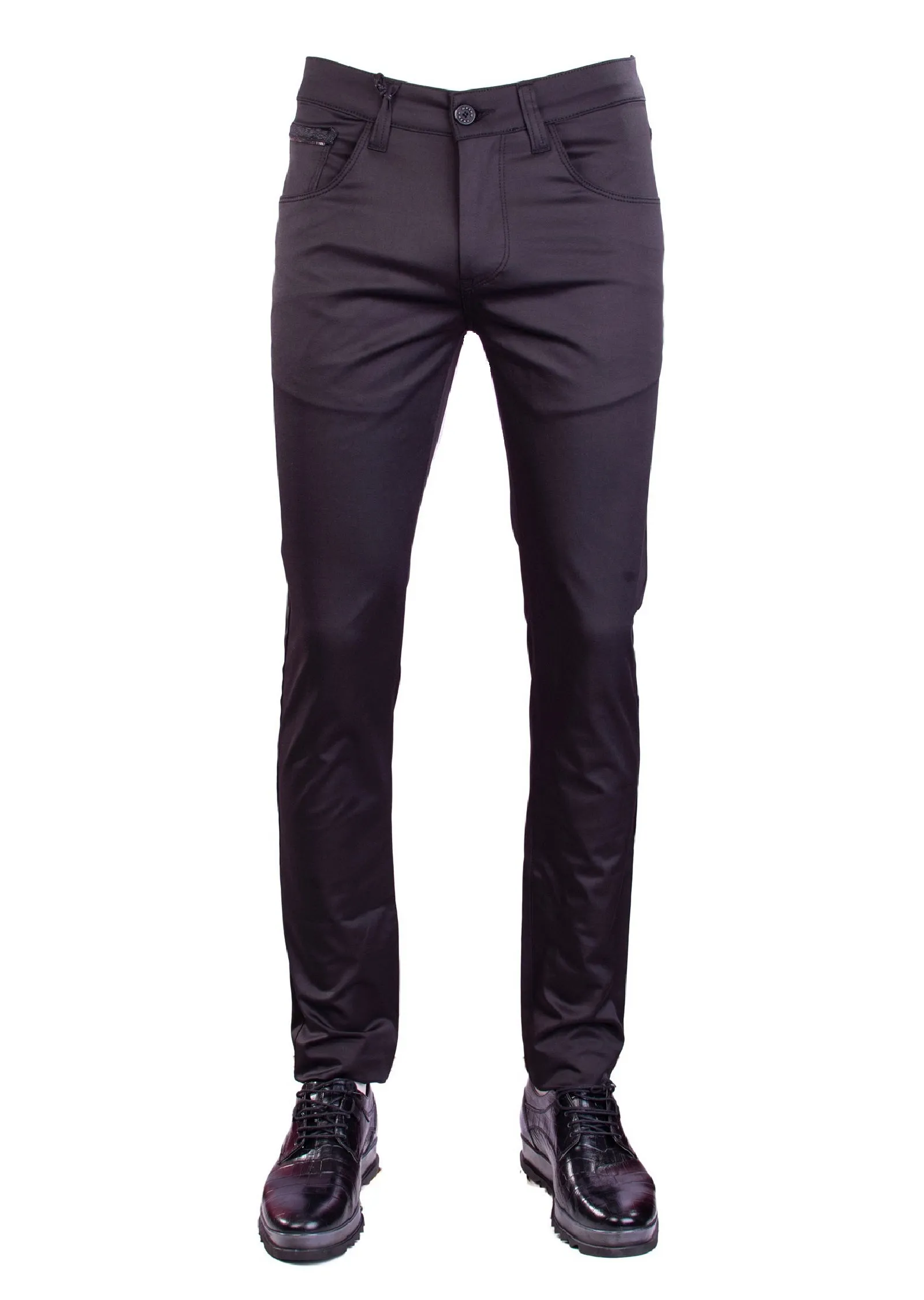 Black Knit Trim Tech Pants