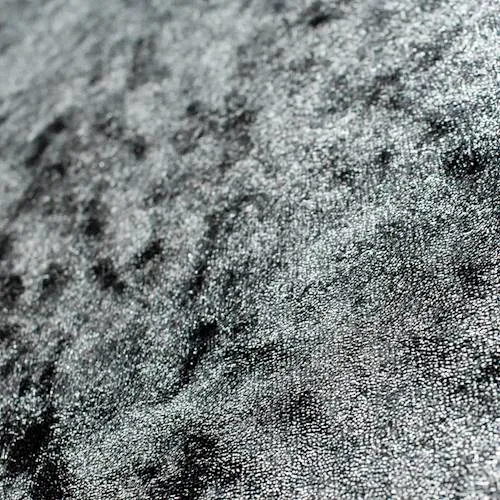 Black/Metallic Silver Foil Print Velvet Knit Fabric