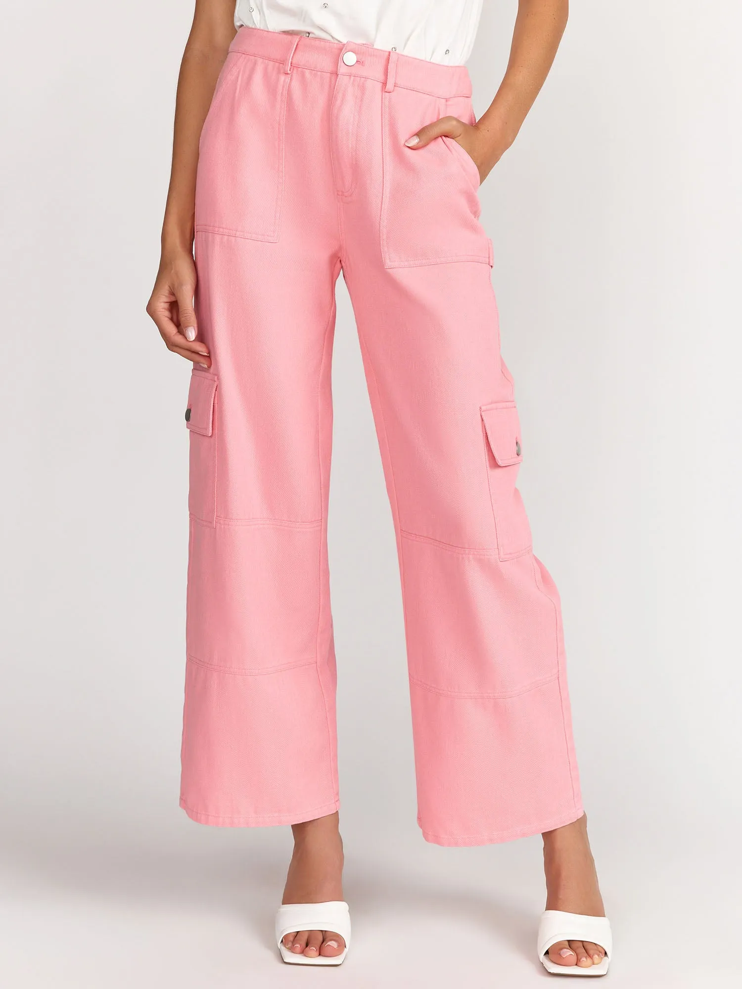 Blue Blush Wide Leg High Rise Cargo Pant - Brands We Love