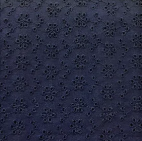 Broderie Anglaise Fabric, Navy- 130cm