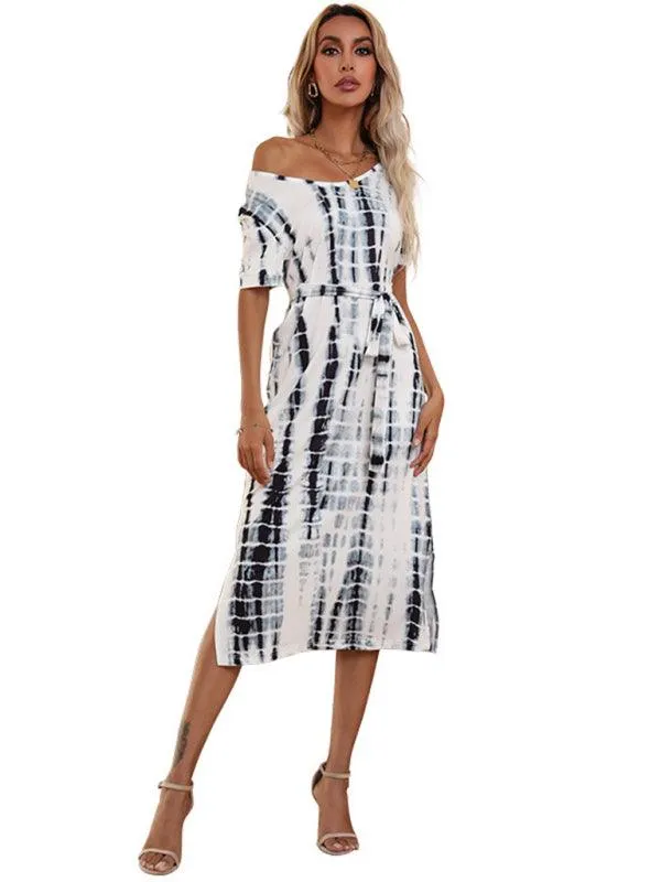 Chic European Tie Dye Summer Dress with Flattering Fit