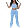 Chicmy Letter Print Women's Summer Suits High Street Sleeveless Strapless Cropped And Solid Loose Sweatpants Matching Sets Female