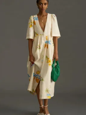 Danica - Flattering printed linen midi dress