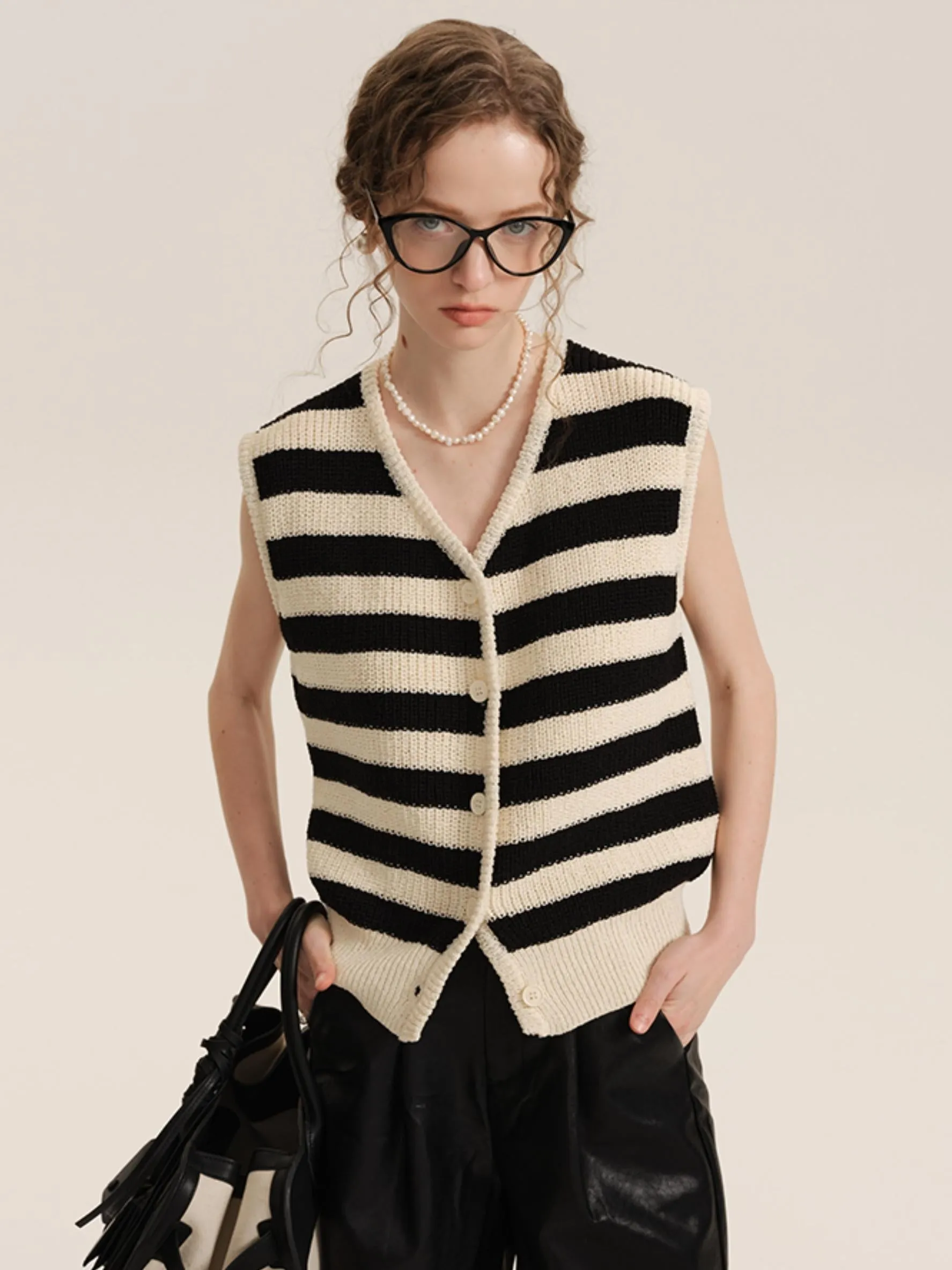 Fashionable Silk Shoulders Knit Vest