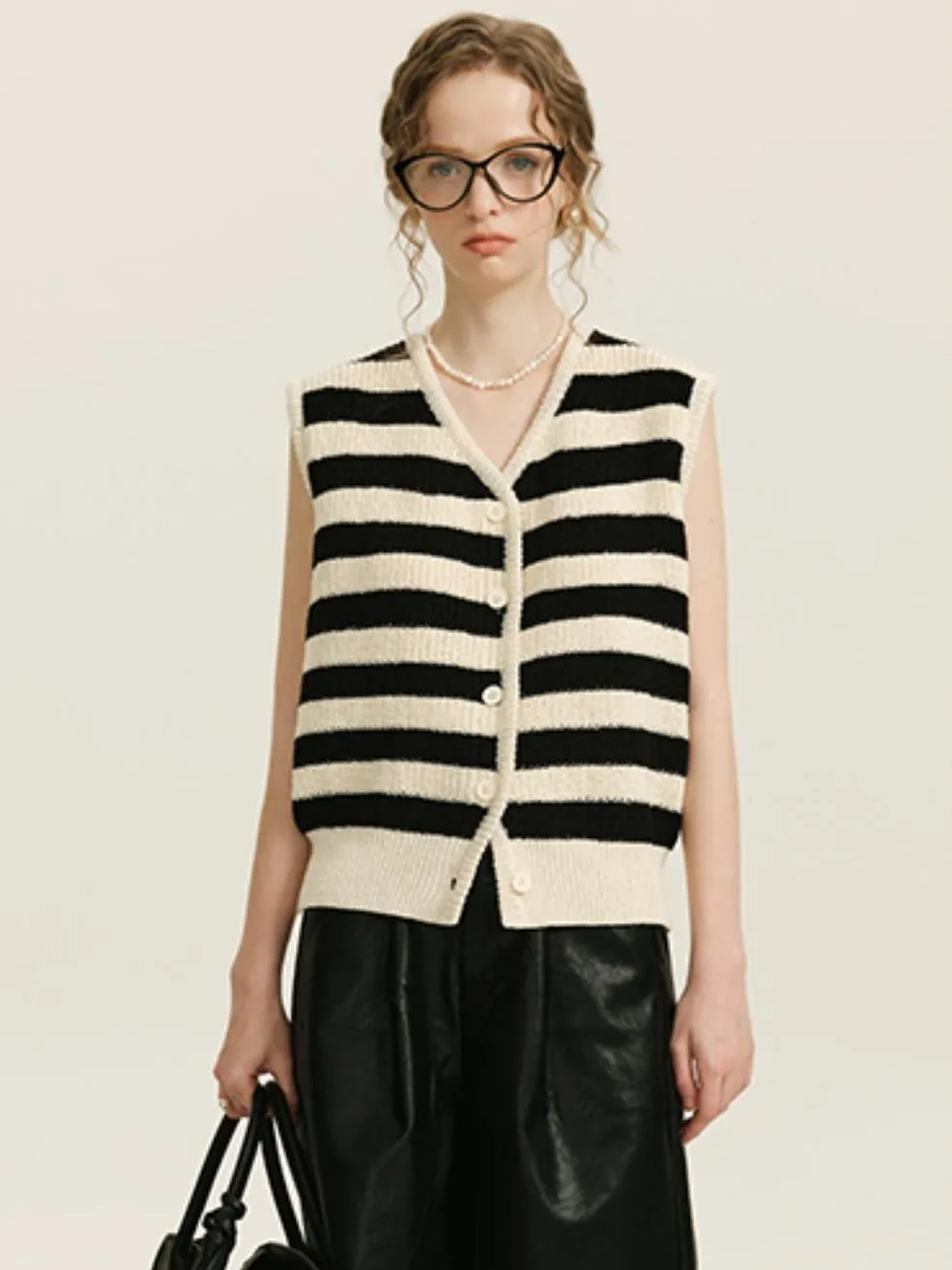 Fashionable Silk Shoulders Knit Vest