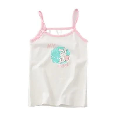 Fashionable Sweet Girls' Cartoon Print O-neck Cotton Vest