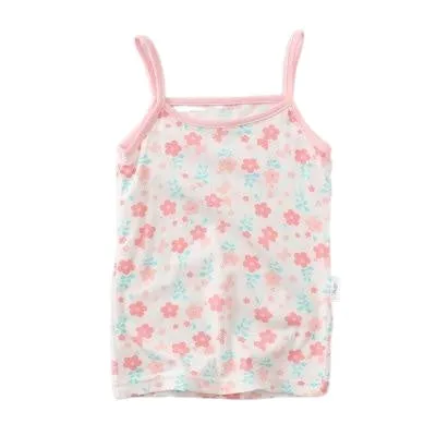 Fashionable Sweet Girls' Cartoon Print O-neck Cotton Vest