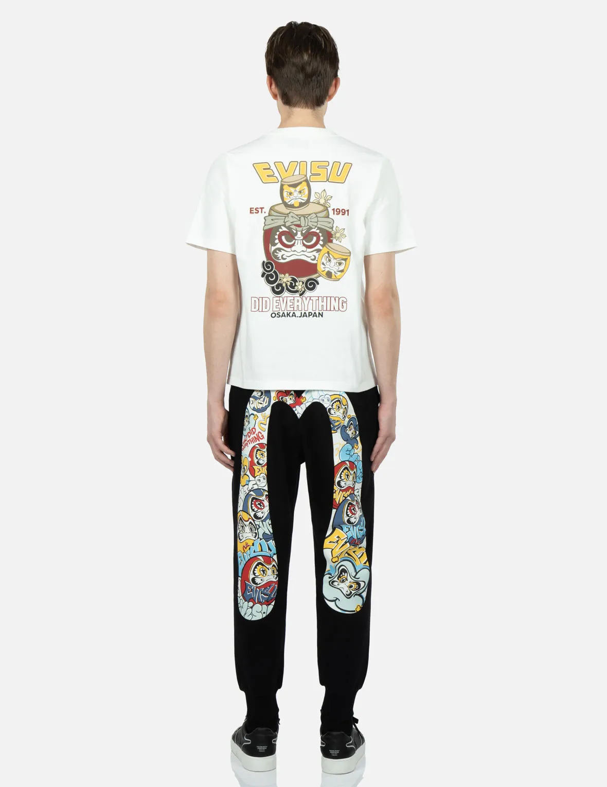 Graffiti Daruma Daicock Print Sweatpants