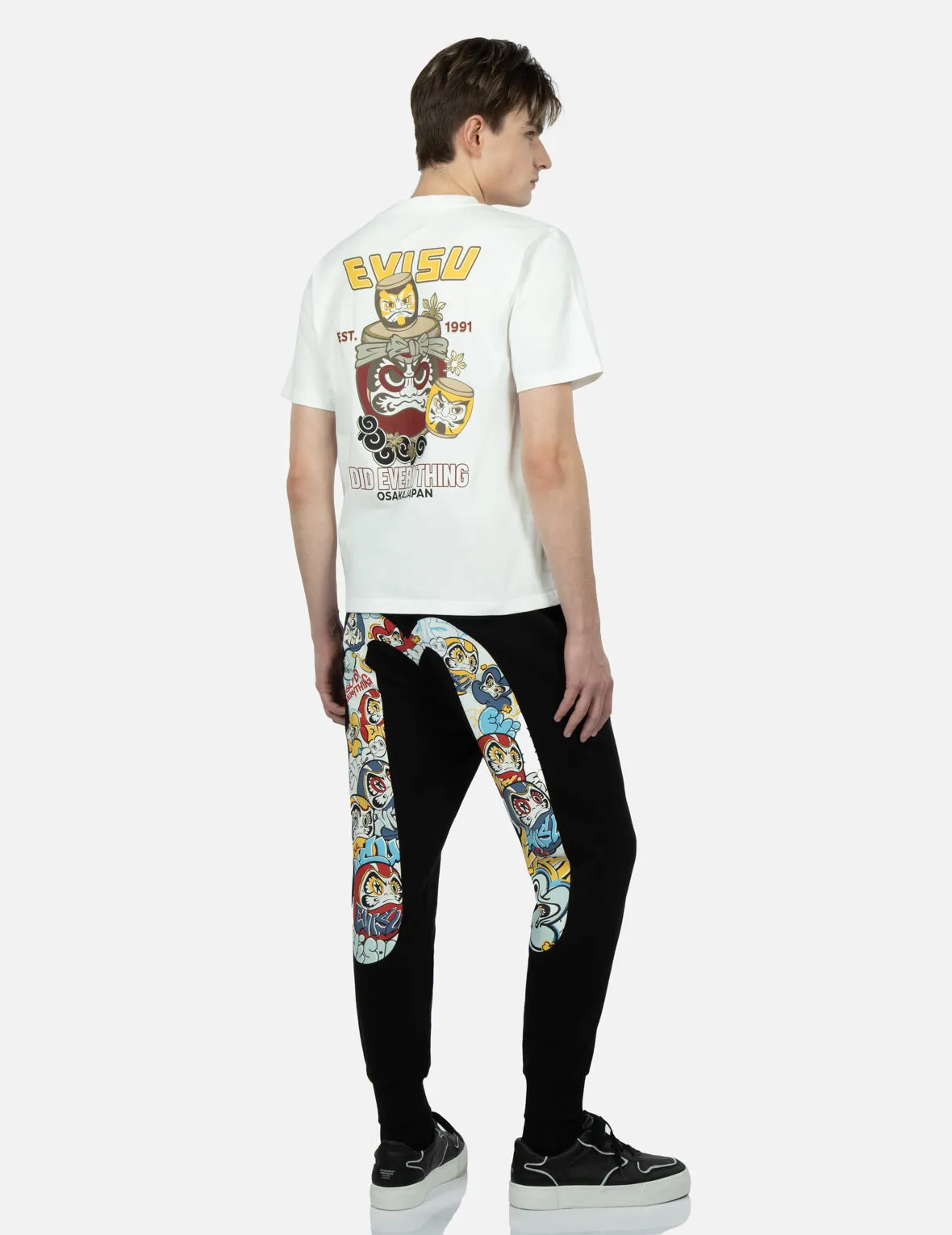 Graffiti Daruma Daicock Print Sweatpants