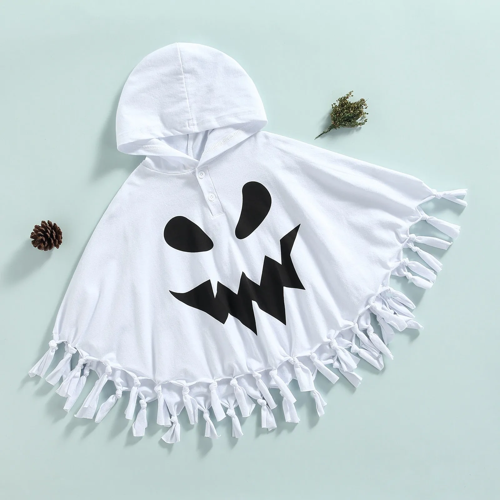 Halloween Joskaa Lioraitiin 0-4Years Toddler Baby Girl Halloween Clothing Pumpkin Face Printed Pattern Hooded Cloak Tassels Outfit