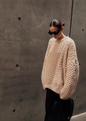 Ivyshape | Cable-Knit Oversized Sweater