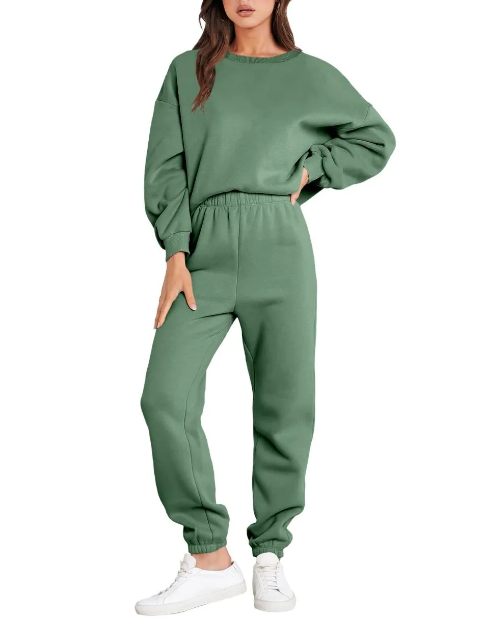 Ivyshape | Casual Fall Crewneck Tracksuit with Jogger Pants Set for Women