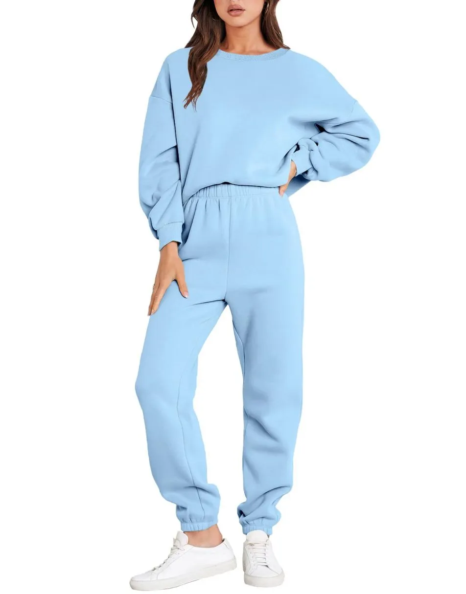 Ivyshape | Casual Fall Crewneck Tracksuit with Jogger Pants Set for Women