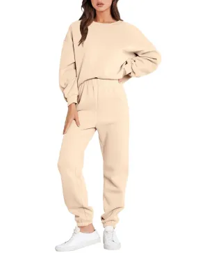 Ivyshape | Casual Fall Crewneck Tracksuit with Jogger Pants Set for Women