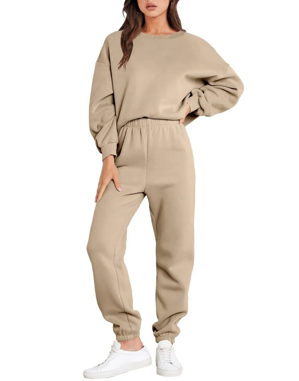 Ivyshape | Casual Fall Crewneck Tracksuit with Jogger Pants Set for Women