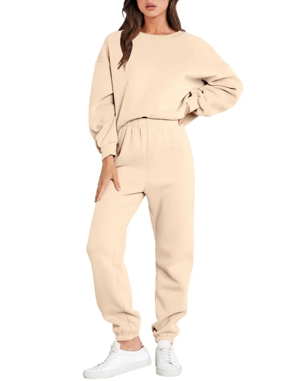 Ivyshape | Casual Fall Crewneck Tracksuit with Jogger Pants Set for Women