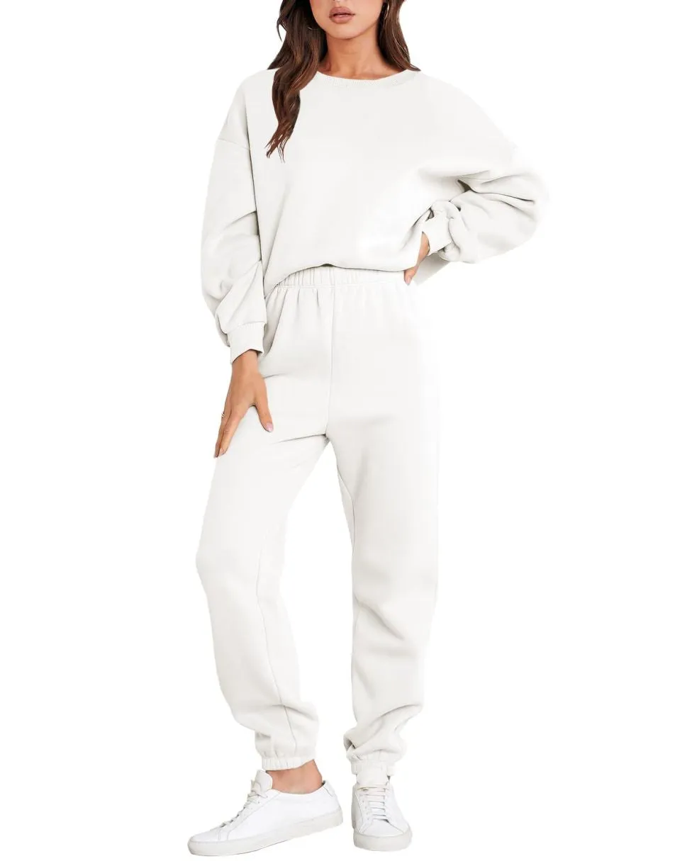 Ivyshape | Casual Fall Crewneck Tracksuit with Jogger Pants Set for Women