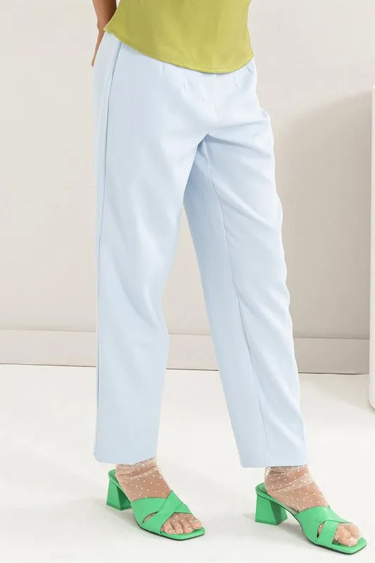 L.Blue Straight Leg Cropped Pants