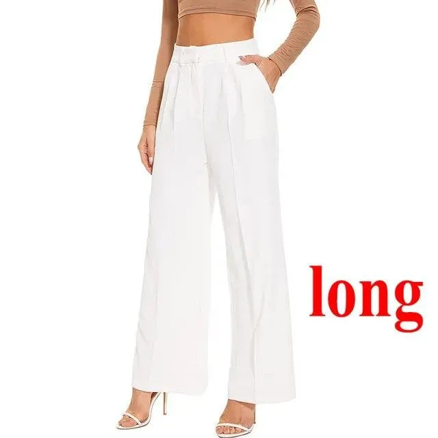 Loose Women Wide Leg Pants Real Pocket Office Lady Trousers Casual Suit Pants The Effortless Tailored Wide Leg Pants