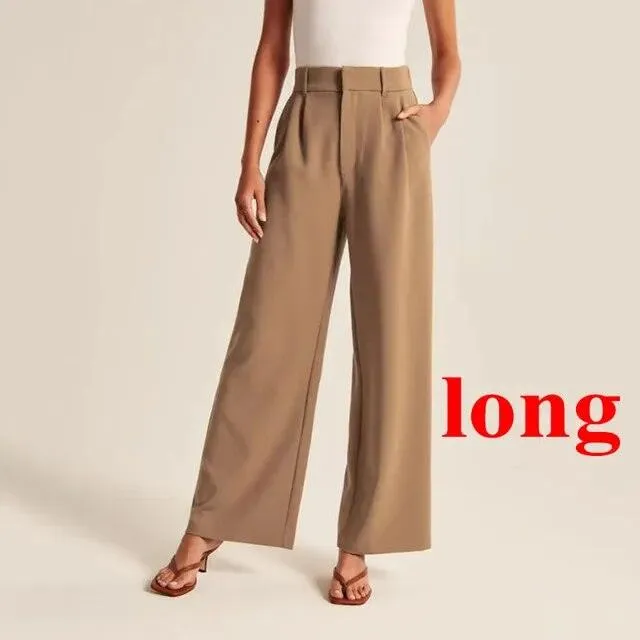 Loose Women Wide Leg Pants Real Pocket Office Lady Trousers Casual Suit Pants The Effortless Tailored Wide Leg Pants