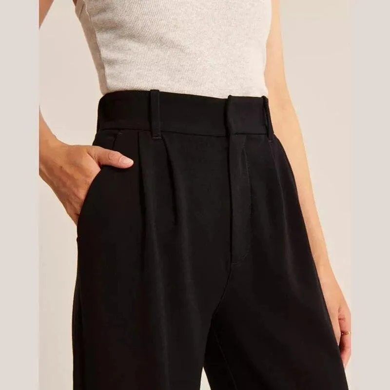 Loose Women Wide Leg Pants Real Pocket Office Lady Trousers Casual Suit Pants The Effortless Tailored Wide Leg Pants