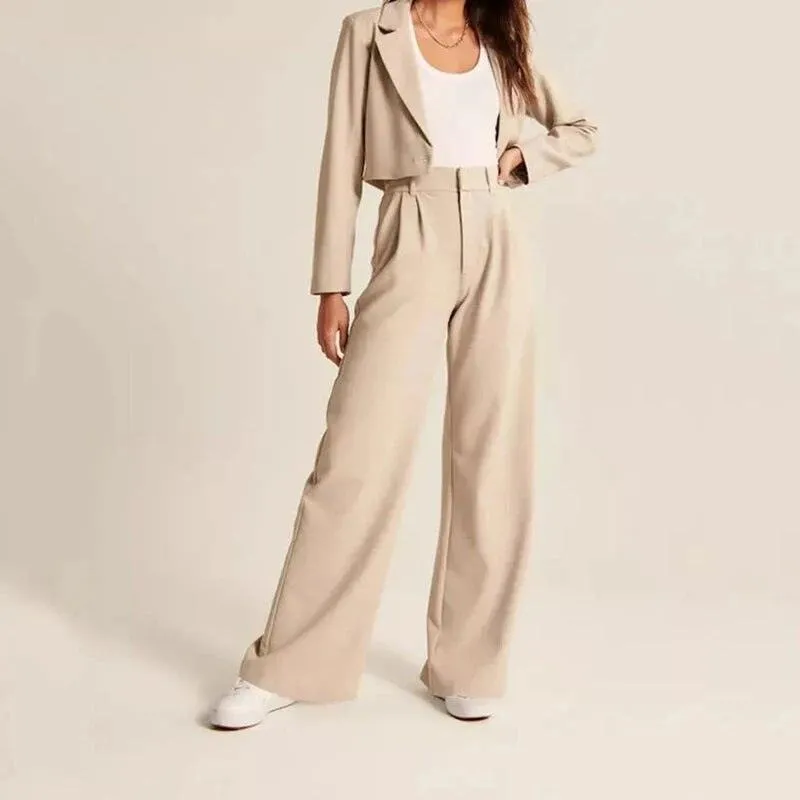 Loose Women Wide Leg Pants Real Pocket Office Lady Trousers Casual Suit Pants The Effortless Tailored Wide Leg Pants