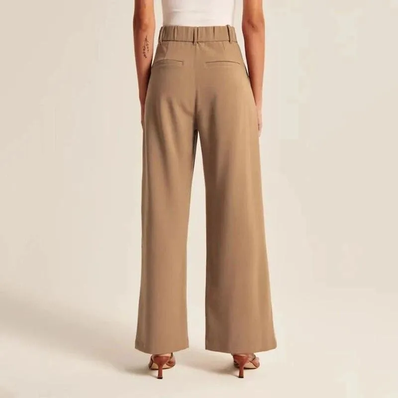 Loose Women Wide Leg Pants Real Pocket Office Lady Trousers Casual Suit Pants The Effortless Tailored Wide Leg Pants