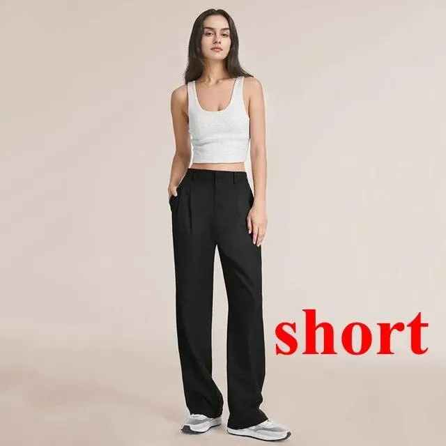 Loose Women Wide Leg Pants Real Pocket Office Lady Trousers Casual Suit Pants The Effortless Tailored Wide Leg Pants