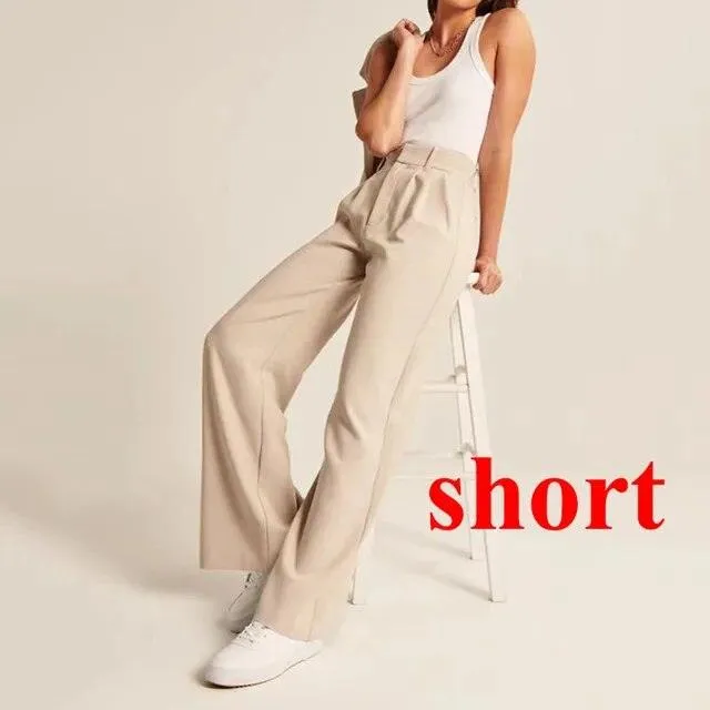 Loose Women Wide Leg Pants Real Pocket Office Lady Trousers Casual Suit Pants The Effortless Tailored Wide Leg Pants