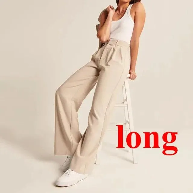 Loose Women Wide Leg Pants Real Pocket Office Lady Trousers Casual Suit Pants The Effortless Tailored Wide Leg Pants