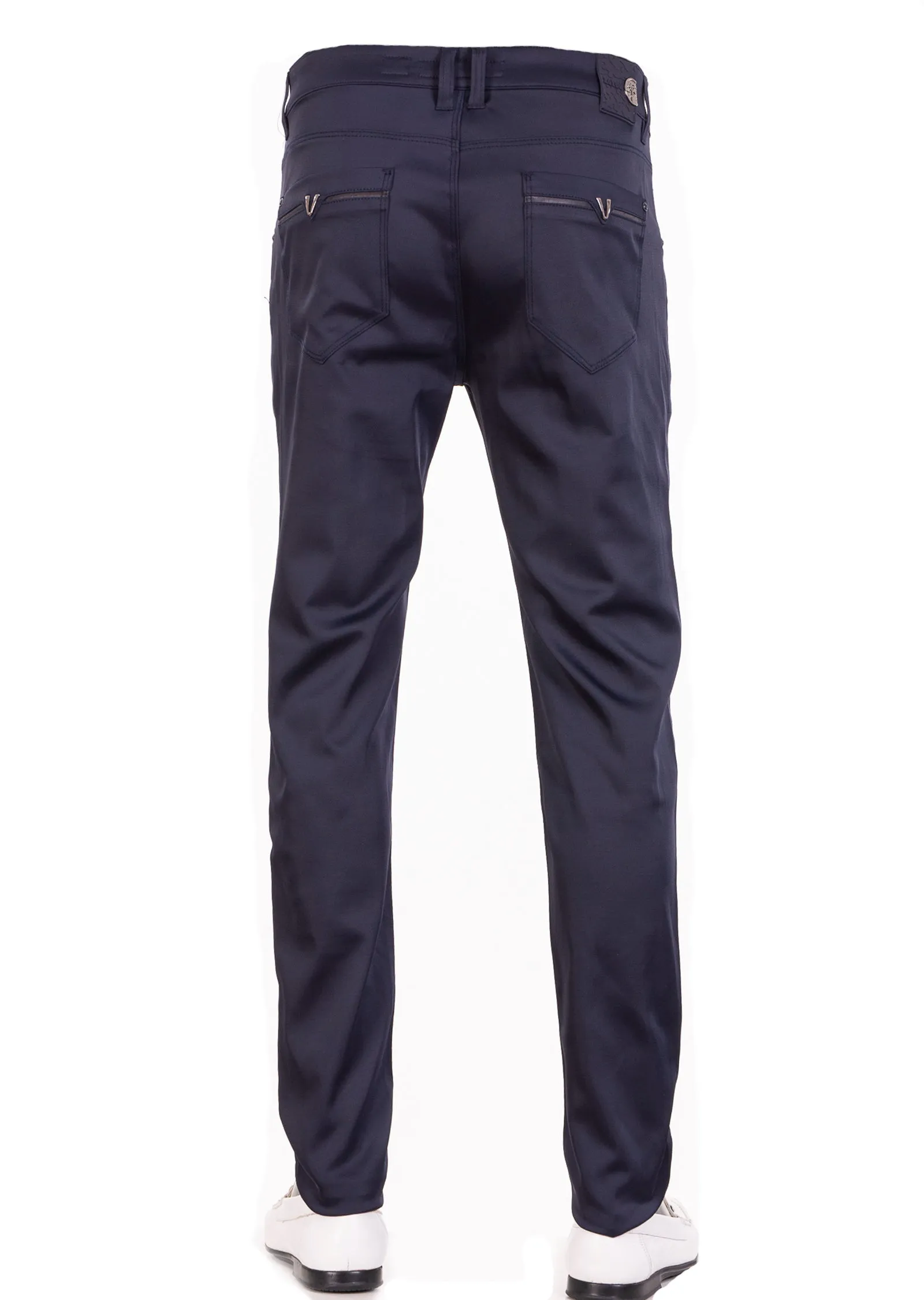 Navy "V-metal" Tech Pants