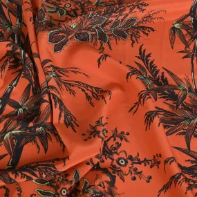 Orange Printed Silk Georgette Fabric 6570