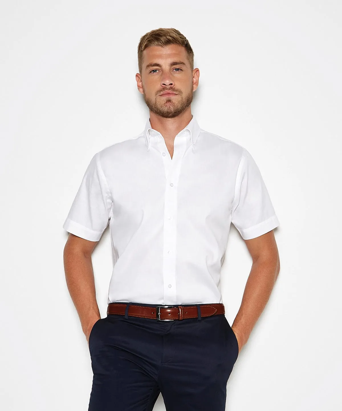 Premium Oxford shirt short-sleeved (tailored fit) | Black