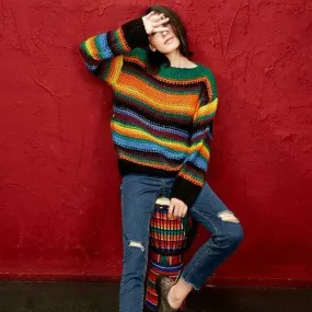 Rainbow Striped Knitted Pullover