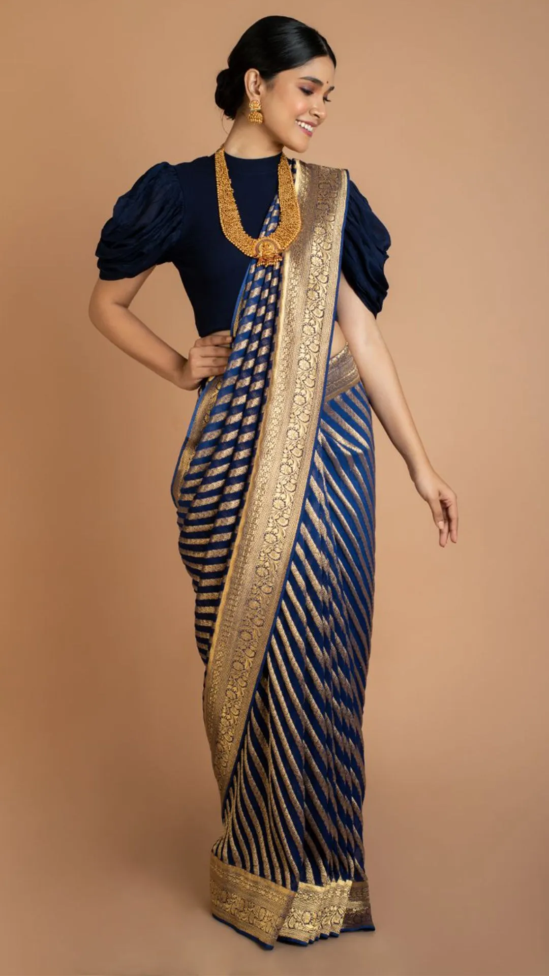 Royal Blue Stripes Saree