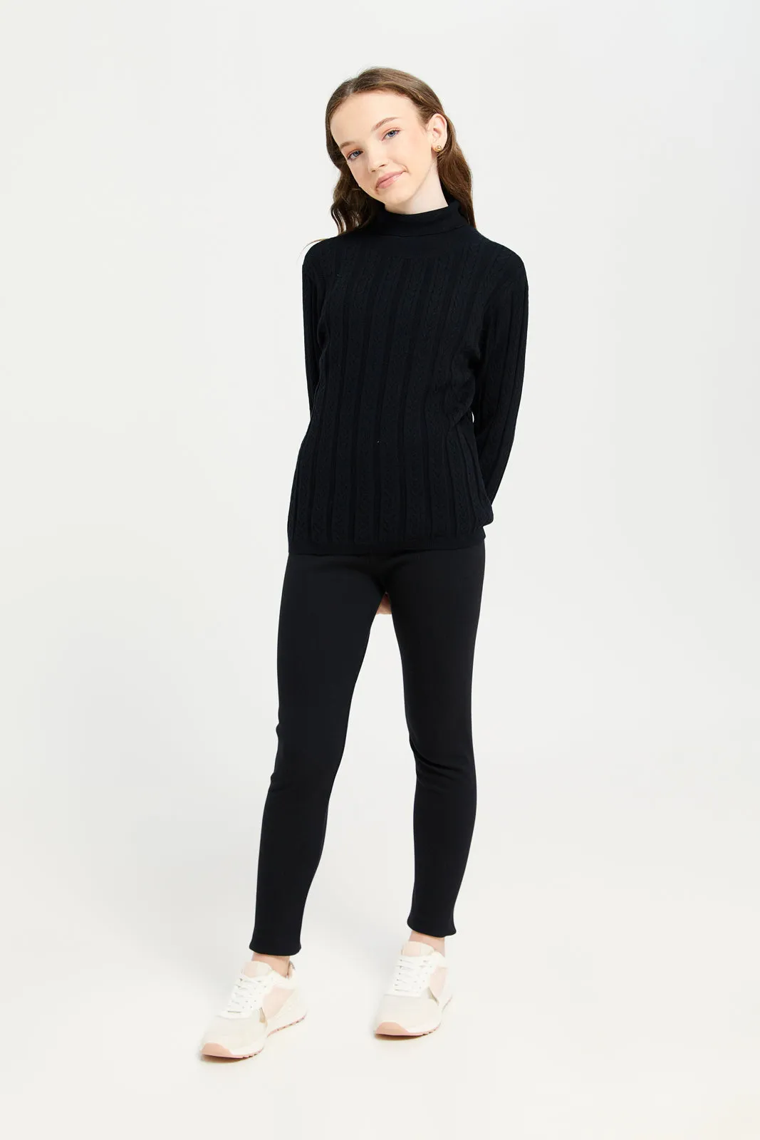 Senior Girls Black Knitted Pullover