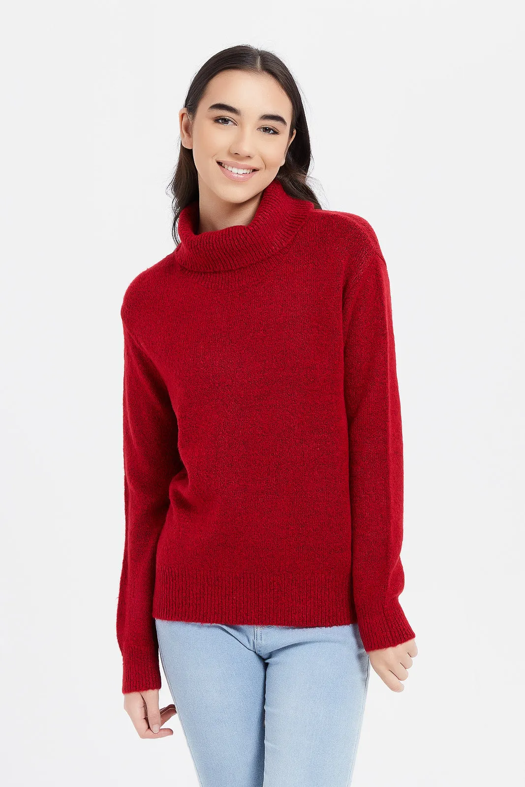 Senior Girls Burgundy High Neck Pullover