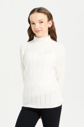 Senior Girls White Knitted Pullover