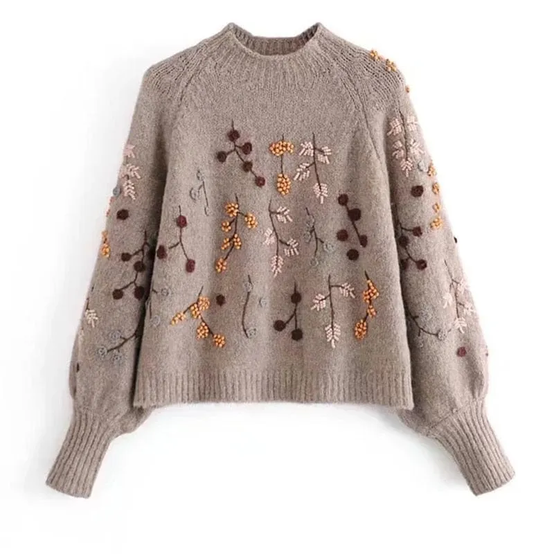 Vintage Beading Knitted Sweater