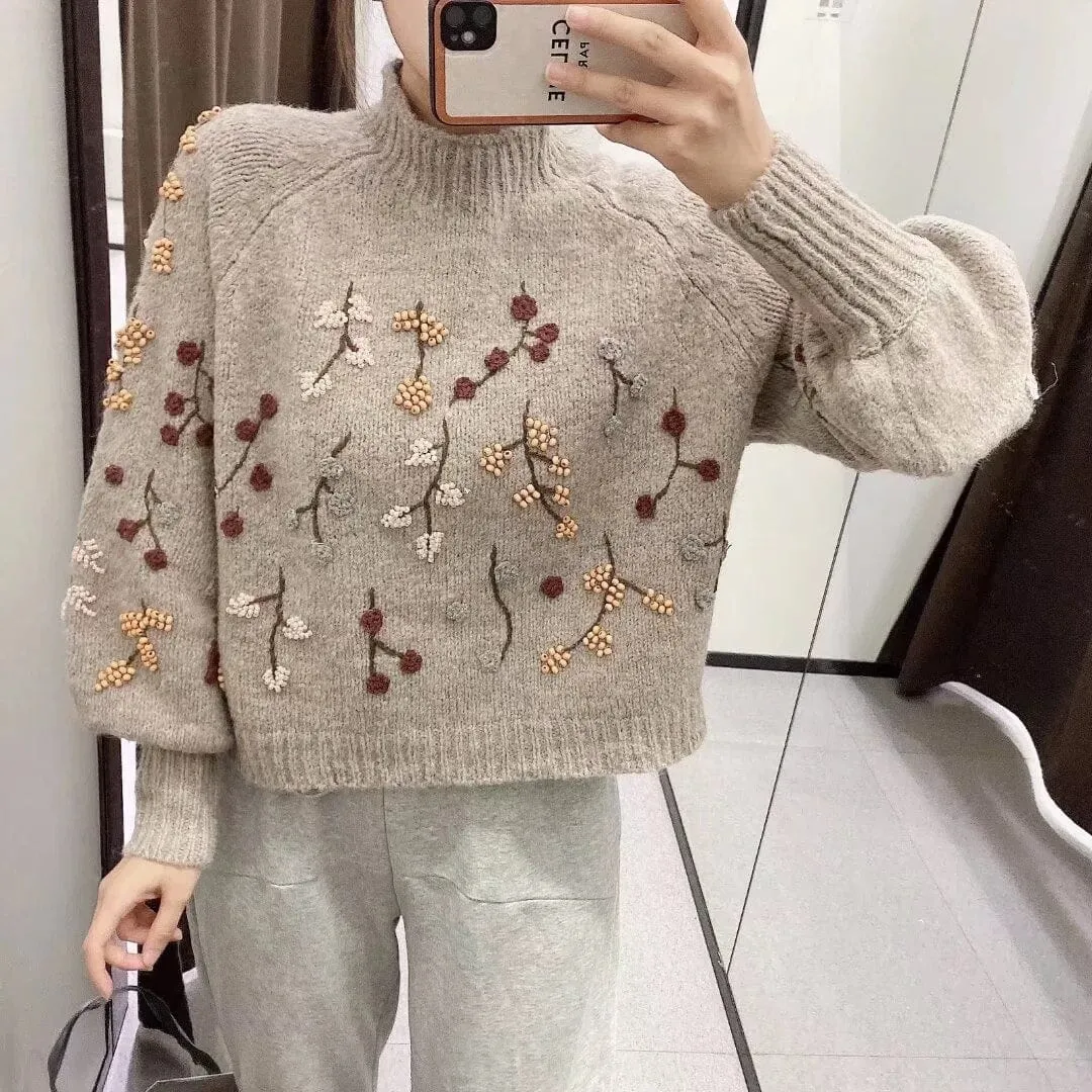 Vintage Beading Knitted Sweater