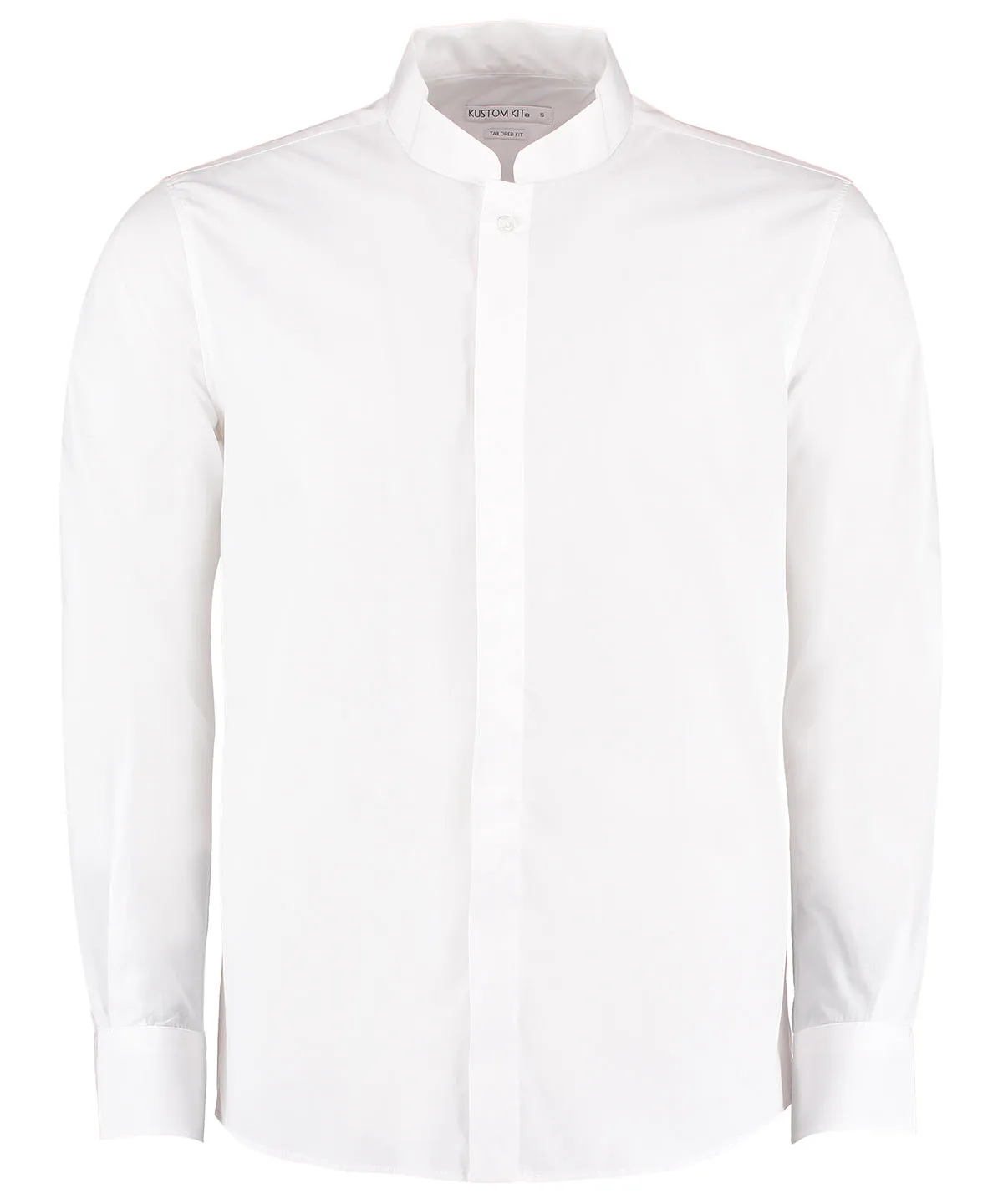 White - Mandarin collar shirt long-sleeved (tailored fit)