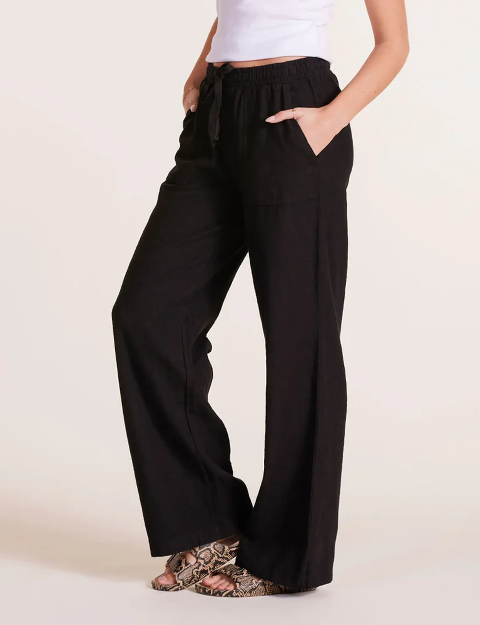 Wide Leg Pocket Pant, Black