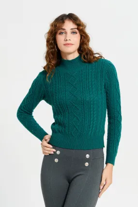 Women Green Knitted Pullover